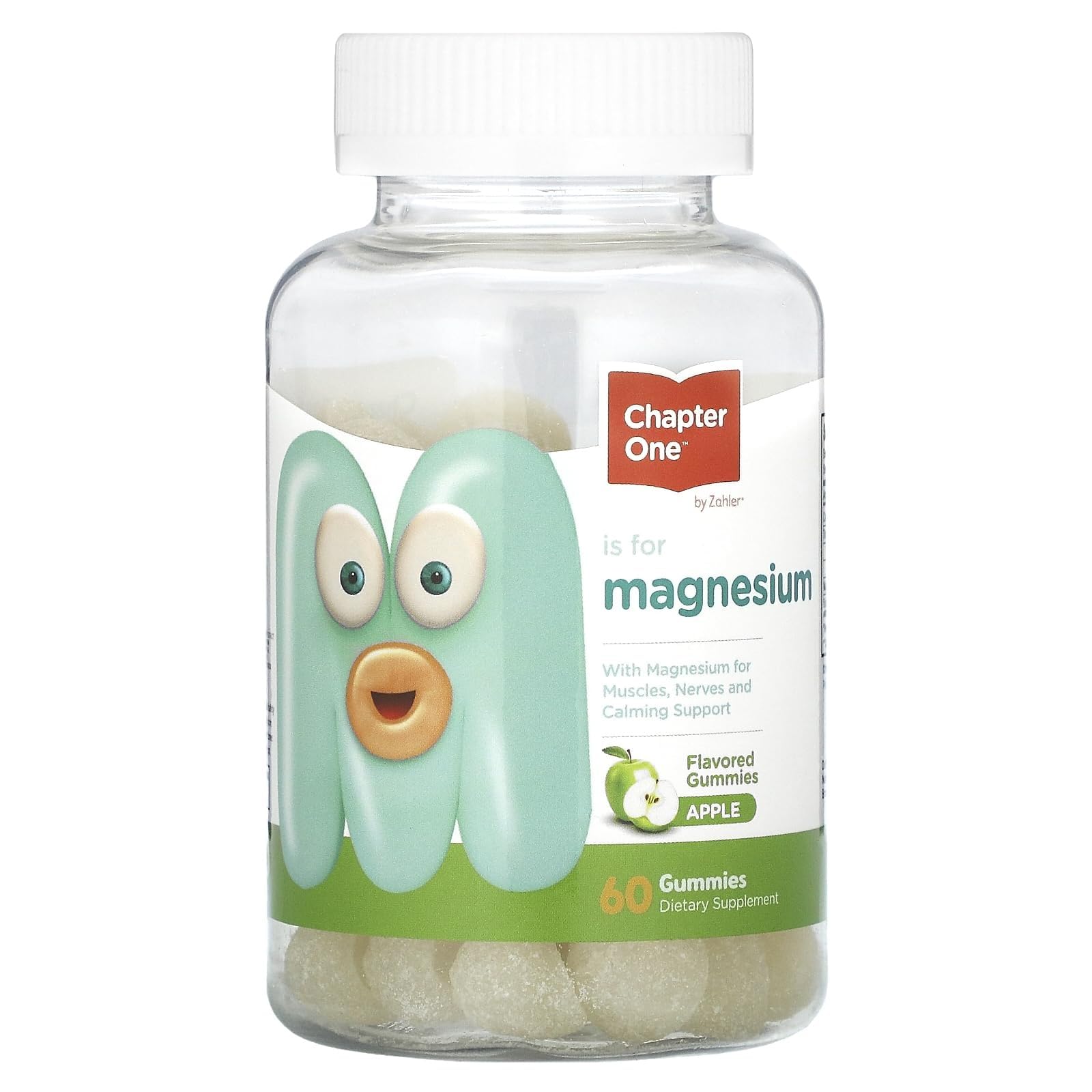 Chapter One Magnesium Gummies for Kids & Adults - Natural Calm Gummies - Calm Magnesium Citrate - Bone and Muscle Function Supplements for Kids & Adults - Mood Support, Kosher Apple Flavor (60)