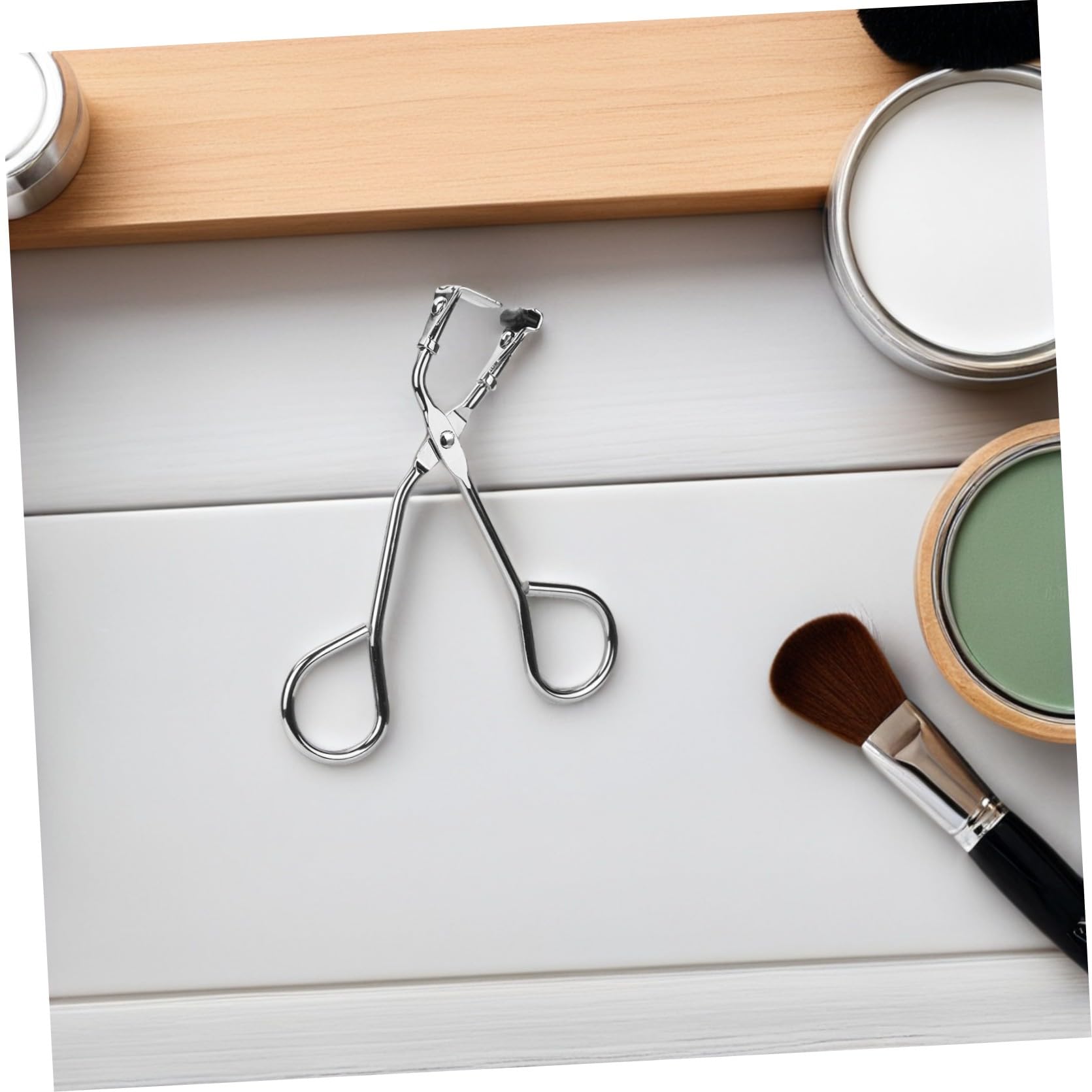 Piegaciglia Leggero e Pratico Portatile Argento in Acciaio Inossidabile per Ciglia Curve e Voluminose per Trucco Quotidiano