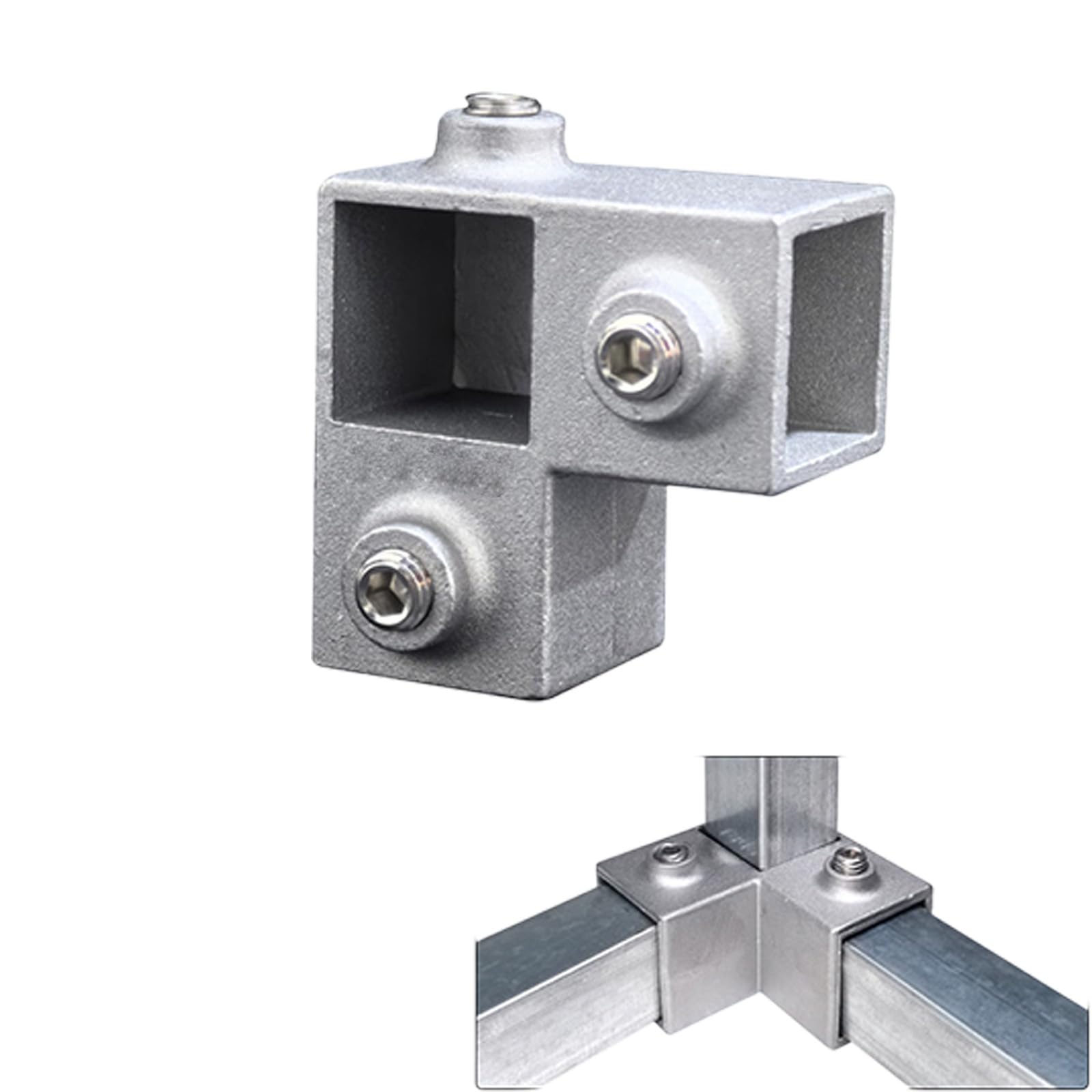 Alloneslife 25X25 3Ways Aluminum Alloy Square Tube Connector Replacement Connection Fastener Fixed Joint 3 Way Elbow Pipe Fitting Easily Install Square Pipe Fixed Joint Storage Rack Connector