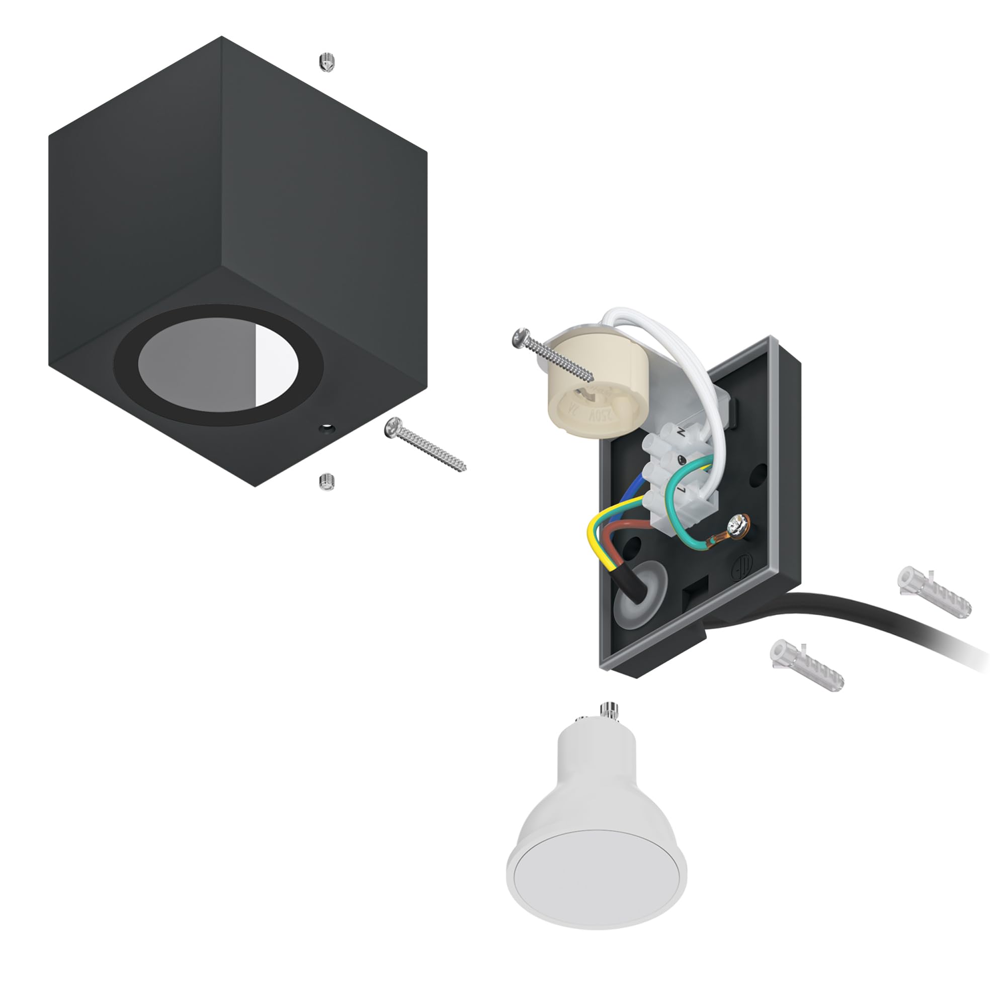 ledscom.de 8x Wandleuchte ALSE für außen, IP54, Downlight, anthrazit matt, eckig, 1x GU10 max. 35W