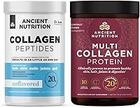 Vista 1 de Ancient Nutrition Collagen Peptides Powder, Unflavored, 14 Servings + Multi Colalgen Protein Powder, Unflavored, 45 Servings