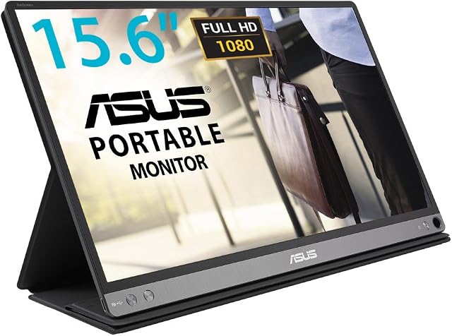 ASUS ZenScreen MB16AC 15.6 Inch USB Type-C Portable Monitor, FHD (1920x1080), IPS, Flicker free, Low Blue Light, TUV certified, Compatible with USB Type-A