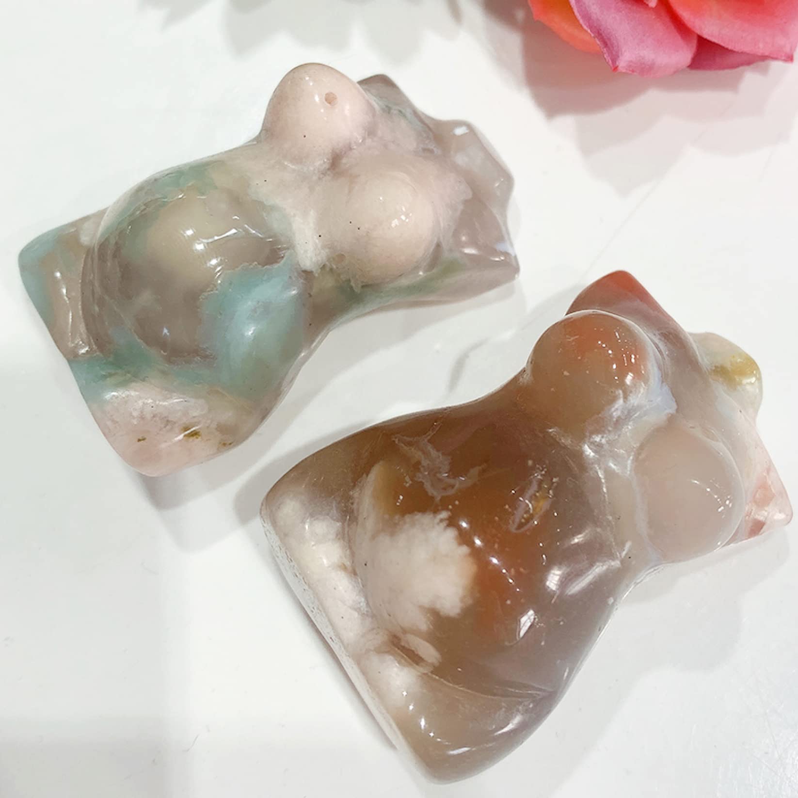 SnamicE Natural crystal rough Crystal Stone Female Body Crystals Crystal Woman Body Sculpture Natural Flower Agate Body Statue Gift for Reiki Healing Meditation Therapy 1pc,Flower Agate-1PC