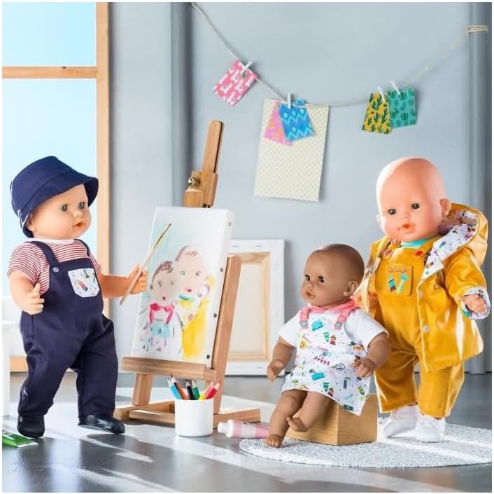 Corolle Mon Grand Poupon Augustin Little Artist - 14" Boy Baby Doll - Outfit Includes Overall with Pocket, Hat and Shoes, for Ages 2 Years and up