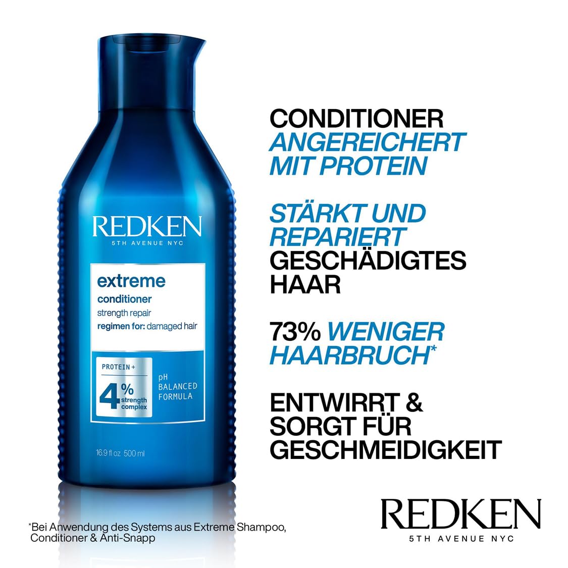 Redken XL Pflegeset für sprödes und geschädigtes Haar, Anti Haarbruch, Mit Interlock Protein Network, Extreme Shampoo 500 ml & Conditioner 500 ml