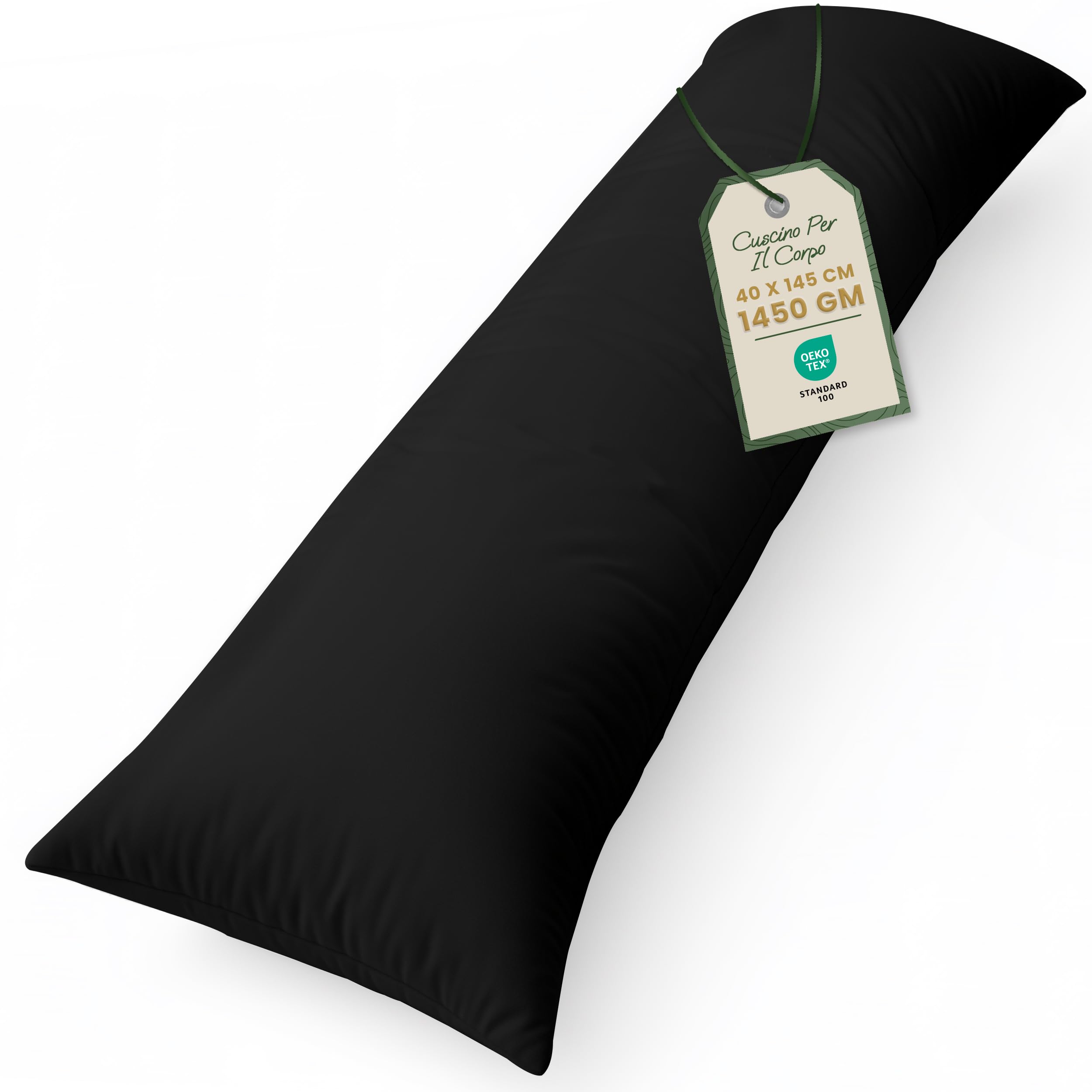 Utopia Bedding Cuscino per Dormire laterale 40x145 cm, Cuscino Lungo Per Gravidanza e Sostenere la Maternità, Cuscini Corpo (Nero)