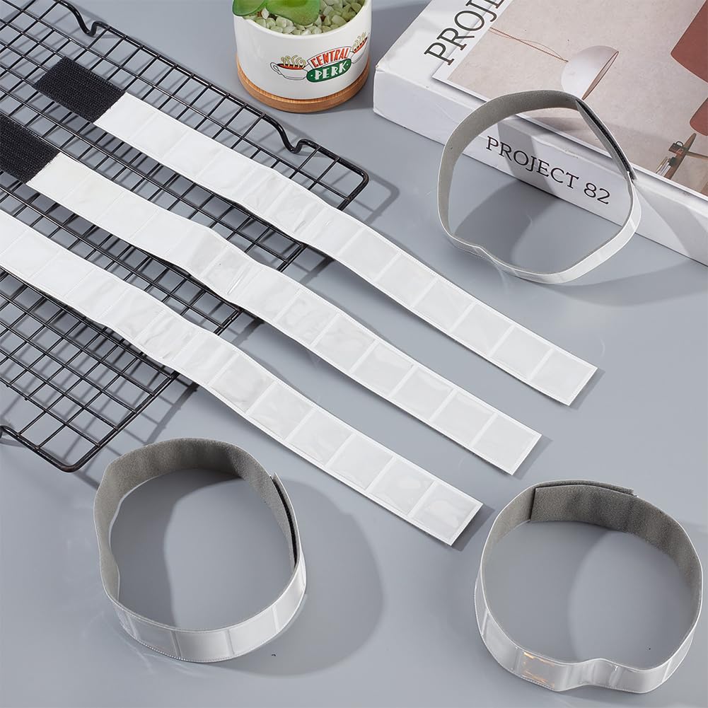 GORGECRAFT 6pz Fasce Riflettenti Bianche per Bracciali per Camminate Notturne Cinturini Riflettenti per Polsi Caviglie Abbigliamento da Ciclismo Pantaloni da Bici Nastro Gambe Clip Pantaloni