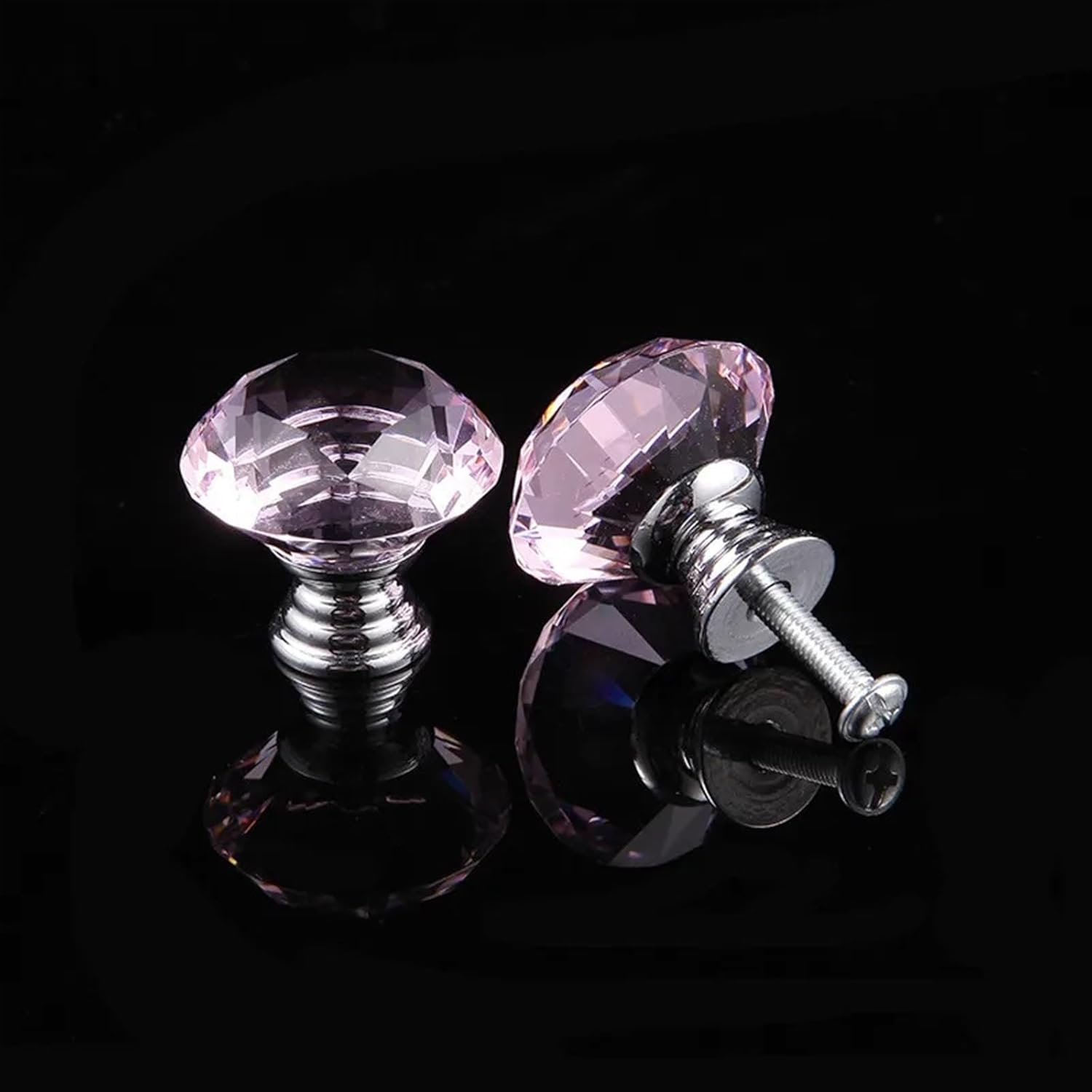 30mm Colorful Crystal Glass Knobs Cabinet Handles Cupboard Wardrobe Drawer Pulls Furniture Handle Hardware 2Pcs(Purple)