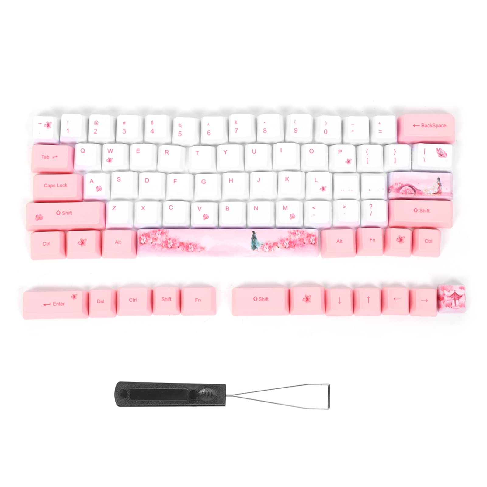 Capuchons PBT Sublimation 73 Touches Fille : Clavier Mécanique Stylisé