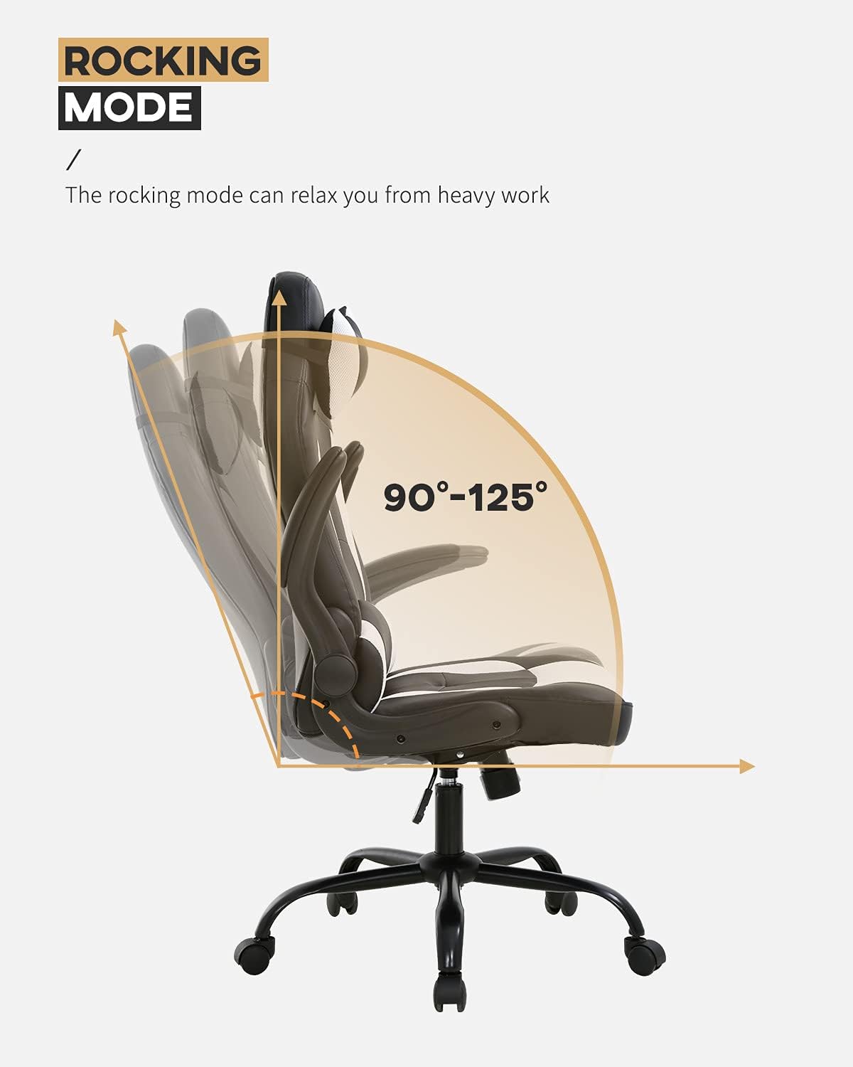 PC Gaming Chair Ergonomic Office Chair Computer Desk Chair with Armrests Headrest and Lumbar Support High Back PU Leather Executive Racing Chair for Home (White) | Ergonomic video game chair, flip-up armrests, adjustable headrest, lumbar support, rocking tilt, swivel, PU leather, 250 lbs