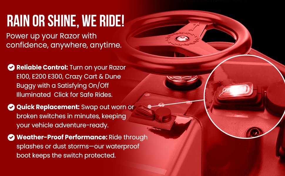 Miniatura 4 de Interruptor de encendido y apagado para maquinilla de afeitar - KCD1 Interruptor de encendido y apagado iluminado rojo para Razor E100, E200, E300,