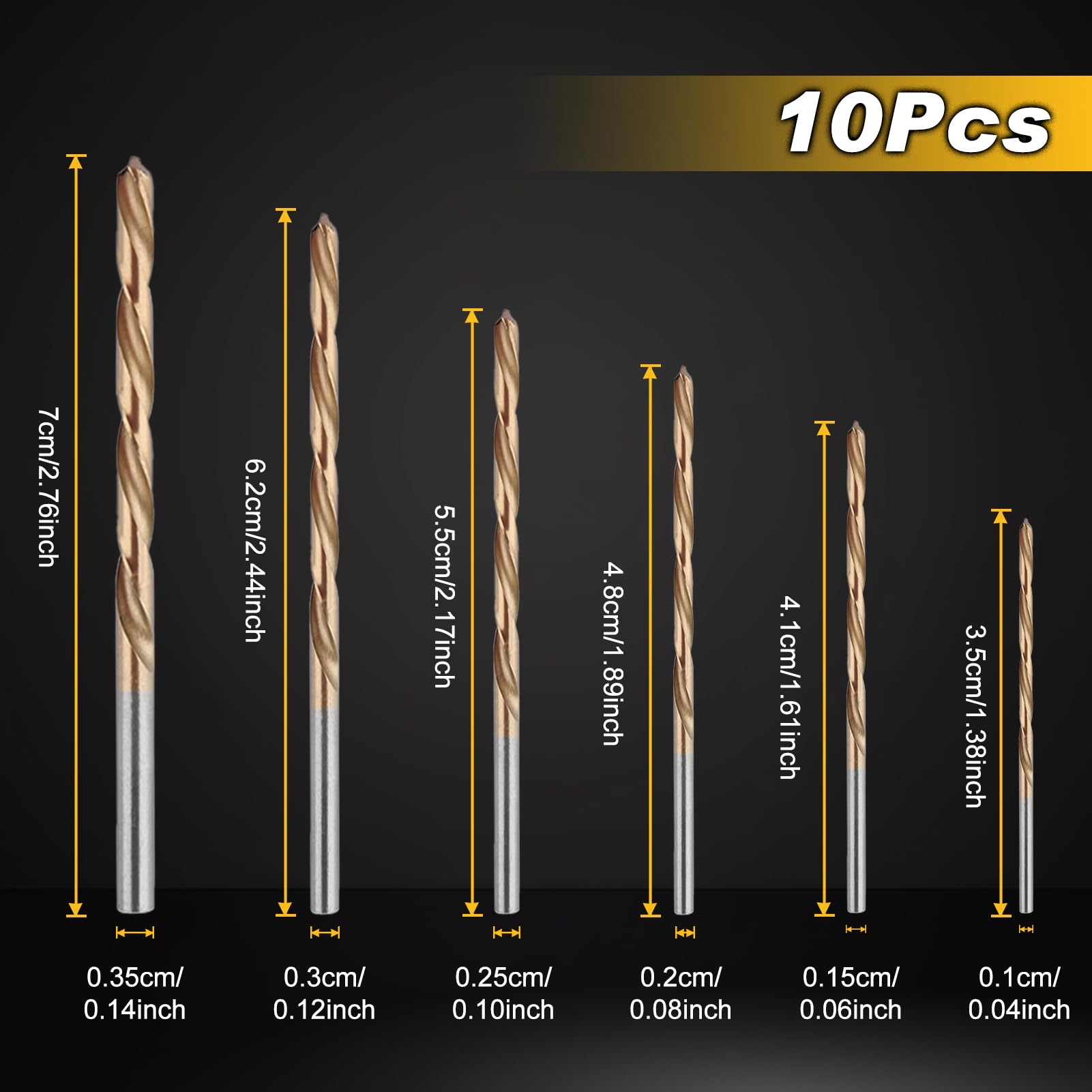GOLD DEER 60Pcs Mini Titanium Twist Drill Bit Set 1mm-3.5mm 135 Degree Tip HSS Drill Bits Metric High Speed Steel Drill Bit Set Micro Drill Bits for Wood Metal - Image 4
