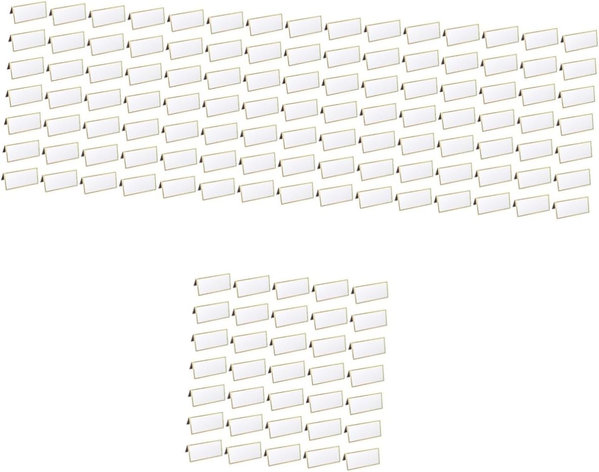 Cabilock 200pcs Foil Border Place Cards Elegant Table Tent Cards for Weddings and Events Blank Design for Easy Writing Safe Material Practical Party Accessory