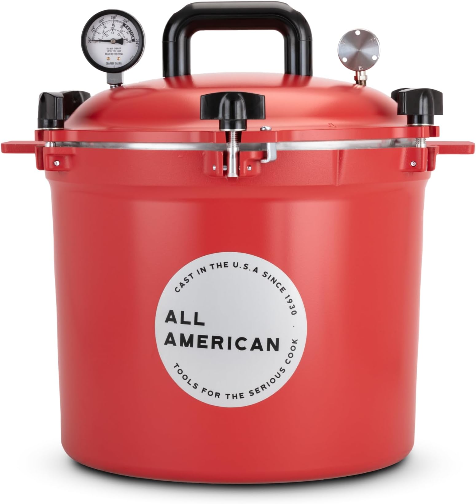 All American 1930 21.5qt Pressure Cooker/Canner (The 921), Tomato Red - Exclusive Metal-to-Metal Sealing System - Suitable for Gas, Electric, or Flat Top Stoves - Made in the USA