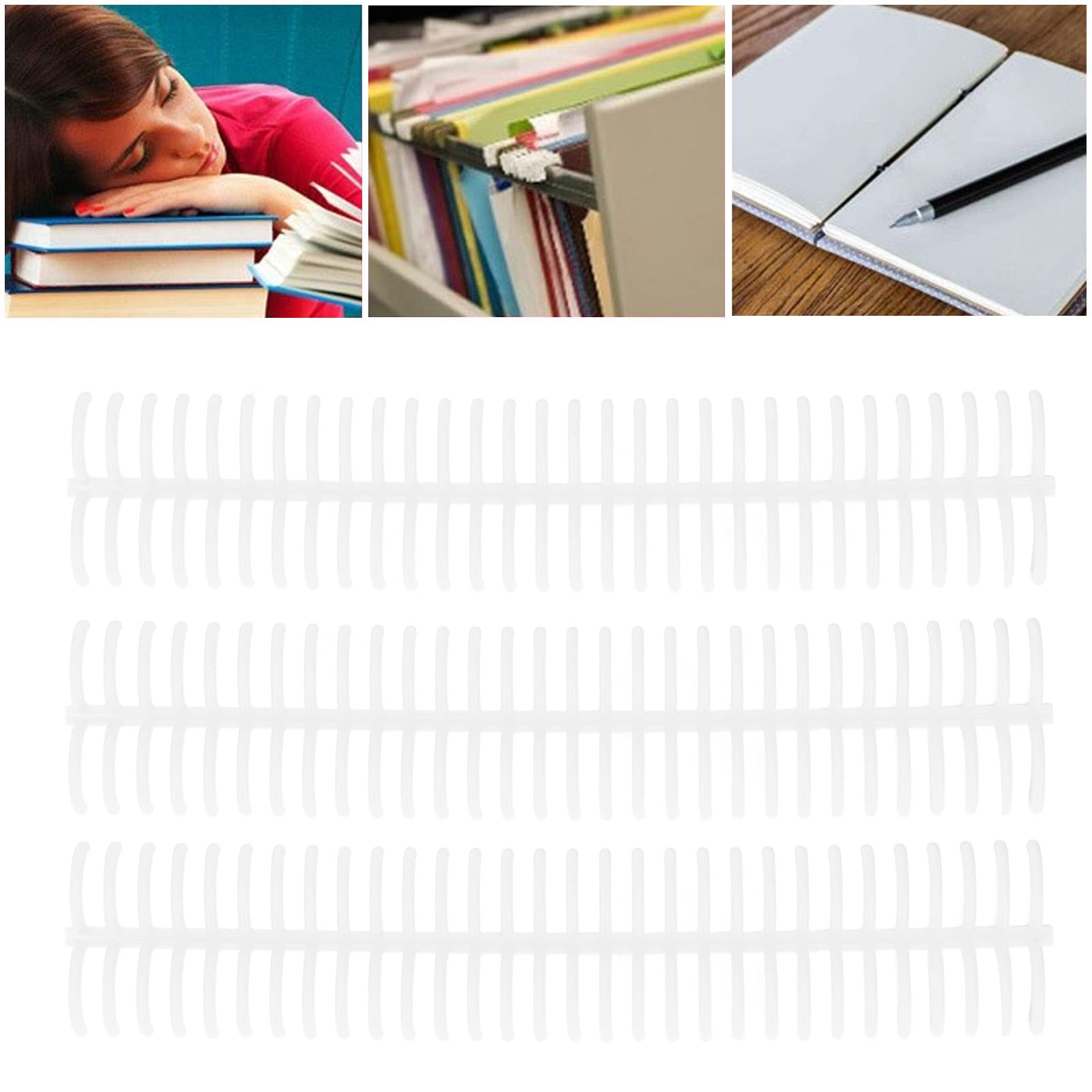 10 Pezzi Spine per Rilegatura a Pettine,22mm 30 Fori Pettine per Rilegatura in Plastica per Rilegatura a Fogli Sfusi 180 Fogli di Capacità per Libri di Cancelleria Ad Anello per Album di Diari