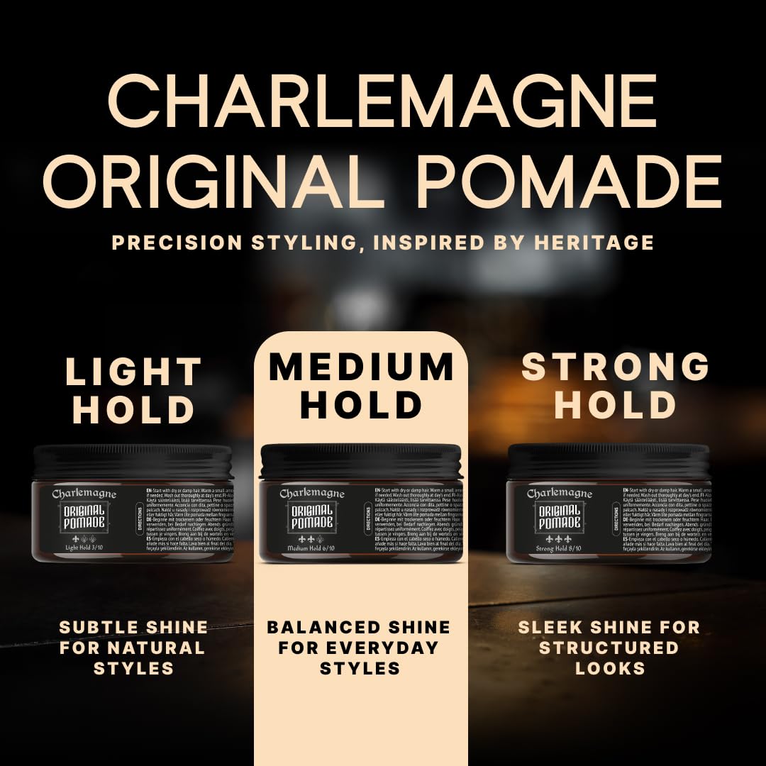 Pommade capillaire Charlemagne Original pour hommes - 100 ml - Crème coiffante à base d'eau pour cheveux masculins - fabriquée en Allemagne (100 g (Pack of 1), Tenue moyenne)