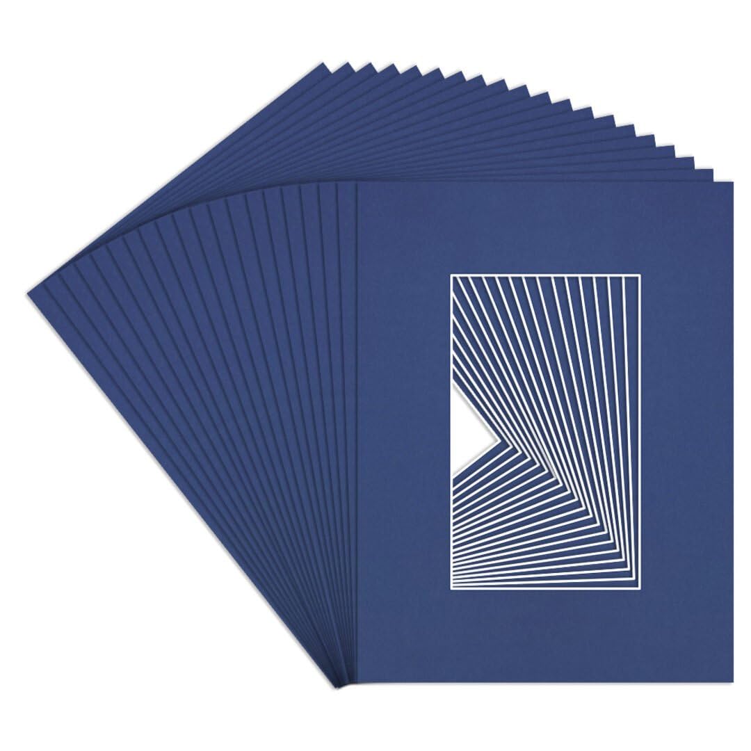 Procut Global 8x6" Blue Picture Mounts to Fit 5x3" Aperture - Precision Cut Cardboard Photo Mount - Ideal for Frames, Prints, Artwork & Certificates - Sizes & Colours Available - 20 Pack — image 1