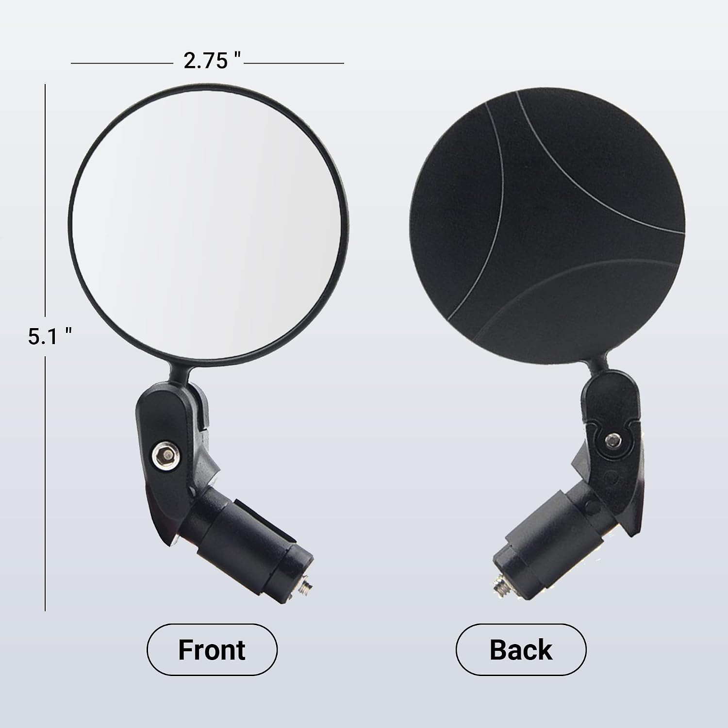 Himiway 2Pcs Bike Mirrors for Handlebars, Adjustable Bar End Rear View Mirror, Rotatable Acrylic Convex Round Bike Rearview Mirrors, Bicycle Handlebar Mirror for E-bike Mountain Road Bike Scooter