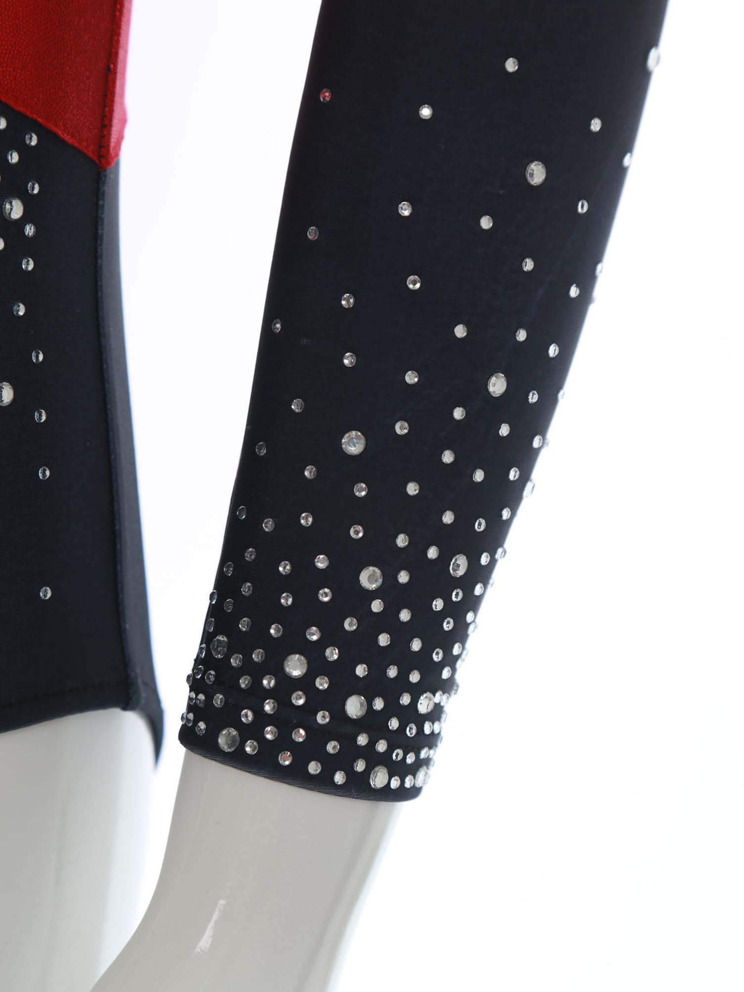 4Pcs Mädchen Turnanzug Glitzer Gymnastikanzug Langarm Glitzer Gymnastikanzug mit Shorts Hose und Haargummi Eislaufen Tanzkostüm 110-170
