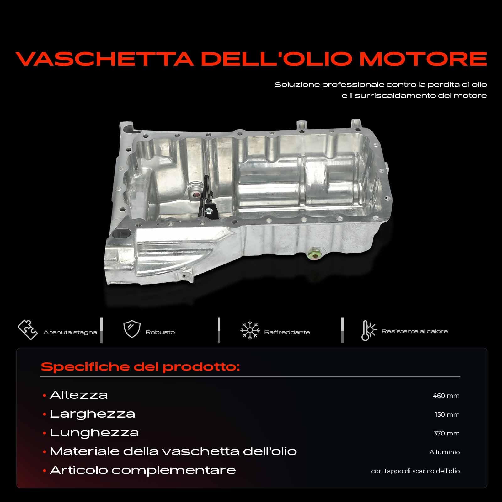 Frankberg Coppa dell'olio coppa dell'olio motore con tappo di scarico | Compatibile con: 406 Pausa 8E/F, Evasion MPV 22 U6, 406 8B, 306 Pausa 7E N3 N5, 306 7B N3 N5, 306 Cabriolet 7D N3 N5
