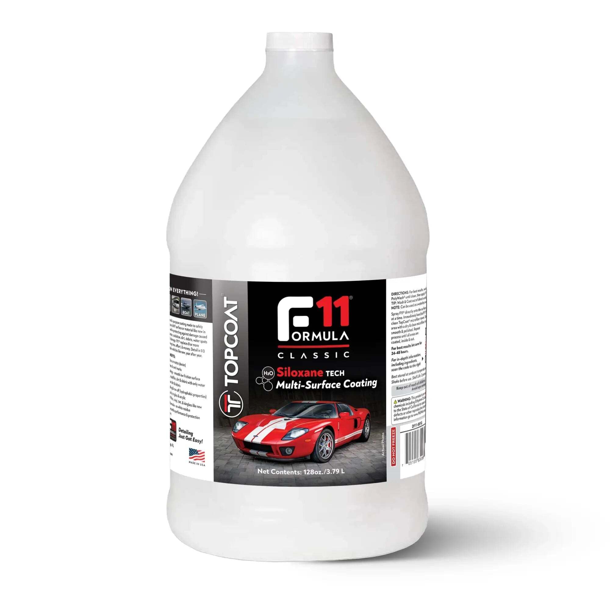 TopCoat F11 Polish & Sealer for Cars, Motorcycles and More – Water-Based Alternative to Ceramic Car Wax - 1 Gallon F11 Top Coat Bottle