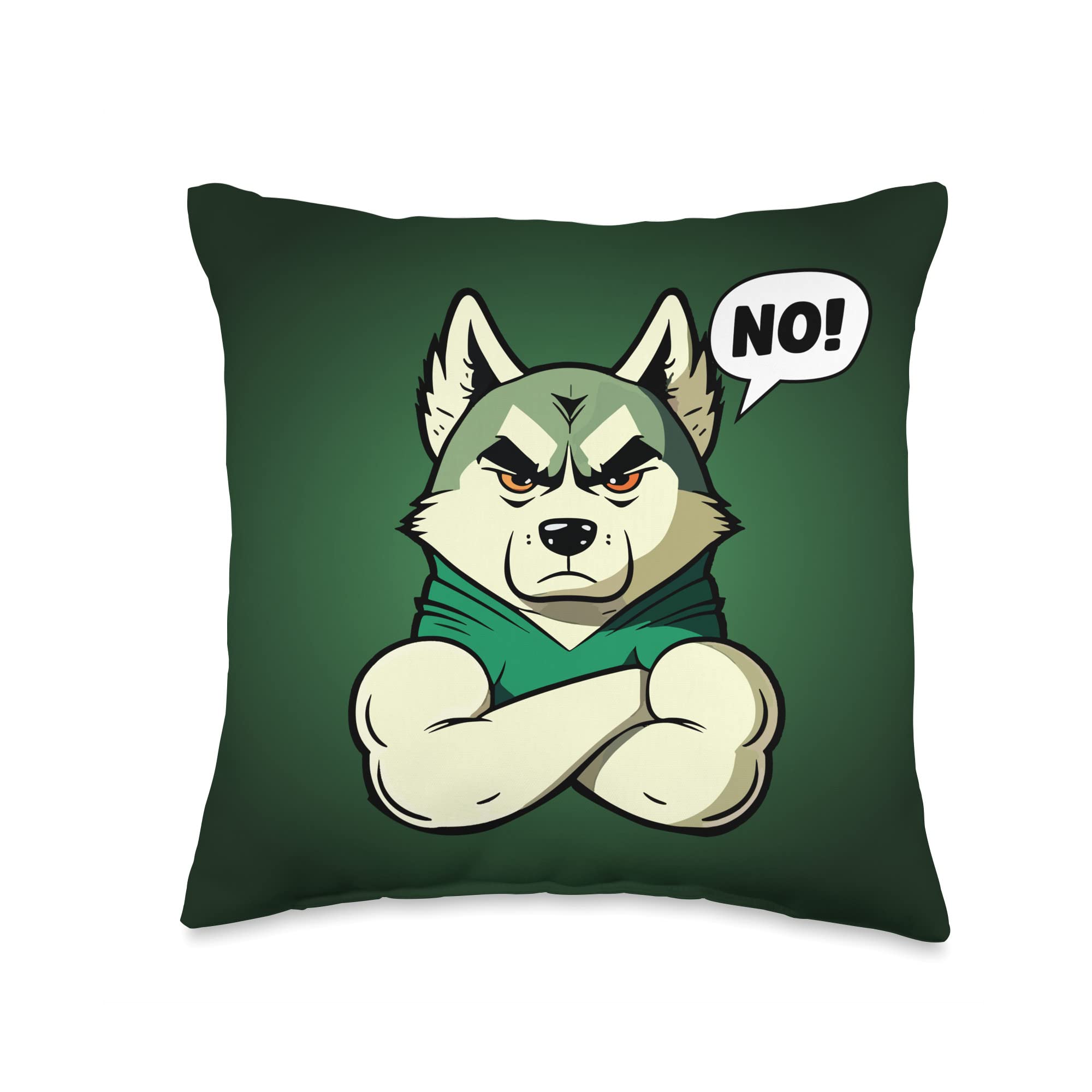 Husky - Funny Dogs Fanware & GiftideasFunny Dog Husky-No-Sayer-No Throw Pillow, 16x16, Multicolor