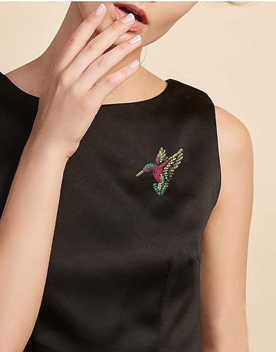 Miniatura 7 de Juego de 7 broches de cristal para mujer, diseño vintage con mariposa, libélula, colibrí, búho, elefante, abeja, pavo real, animales e insectos,