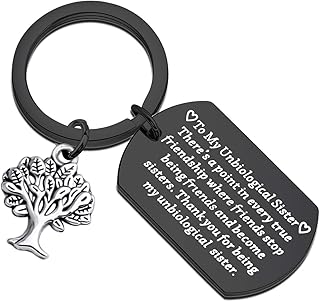 Unbiological Sister Gifts Thank You for Being My Unbiological Sister Keychain Friendship Jewelry Soul Sisters Gifts for BFF