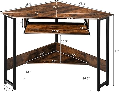 Miniatura 3 de CHYSP - Escritorio triangular para computadora escritorio de estudio de espacio pequeño oficina en casa con bandeja para teclado
