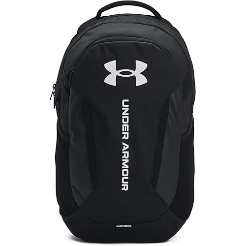 Under Armour Unisex-Adult Hustle 6.0 Backpack, (002) Black/Black/White, One Size Fits Most