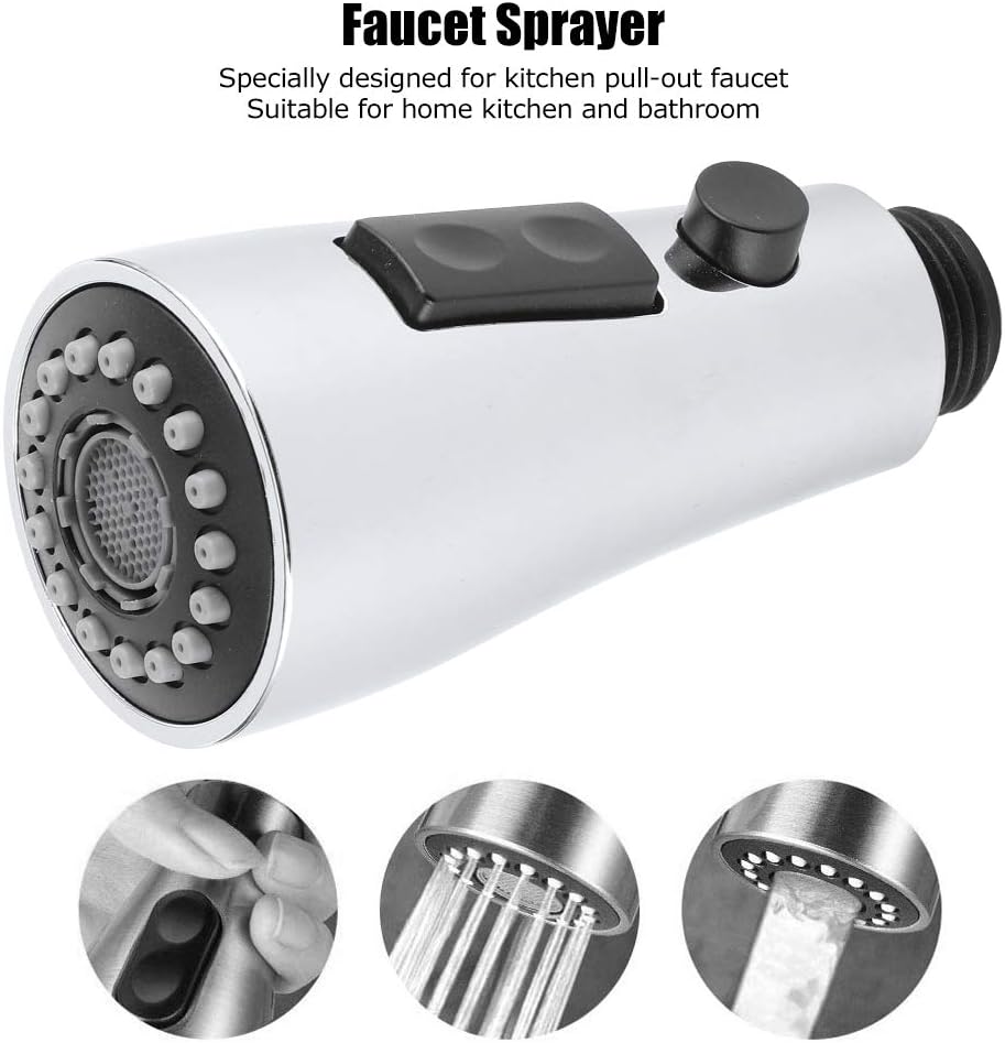 Pull Down Kitchen Faucet Head Replacement Punch Needle, G1/2 Pull Out Faucet Sprayer Head with 3 Functions, Kitchen Faucet Sprayer Head Sink Sprayer Replacement