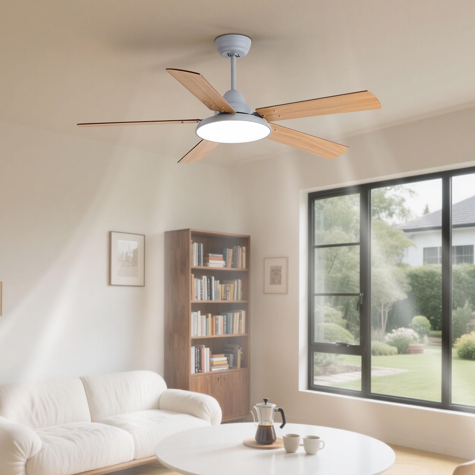 Ventilateur de plafond avec éclairage LED 48 W silencieux et télécommande moteur CC
