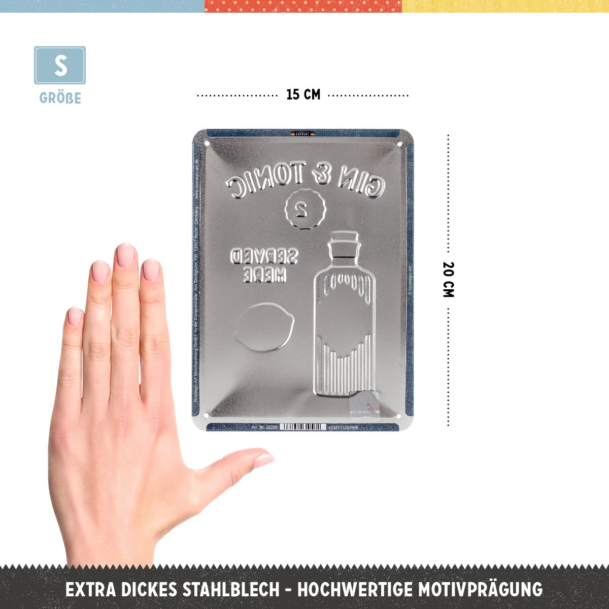 Targa Vintage 'Gin & Tonic Served Here' In Metallo - Decorazione Retrò Per Bar - Foto 6