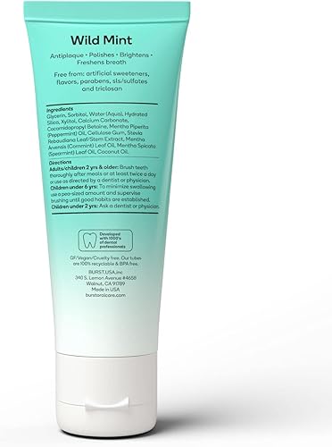 Miniatura 6 de BURST Pasta dental blanqueadora sin flúor para eliminar manchas (4.7 onzaspaquete de 2menta silvestre)  para dientes sensibles  con xilitol  Vegano,
