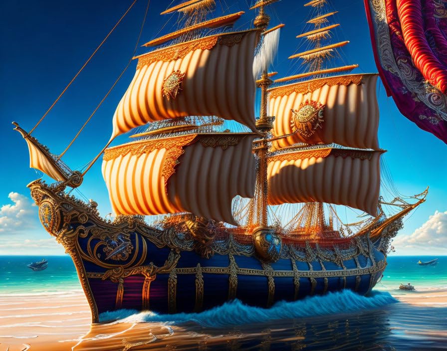 Toile murale sans cadre motif bateau pirate gigantesque format 50x70 cm de qualite