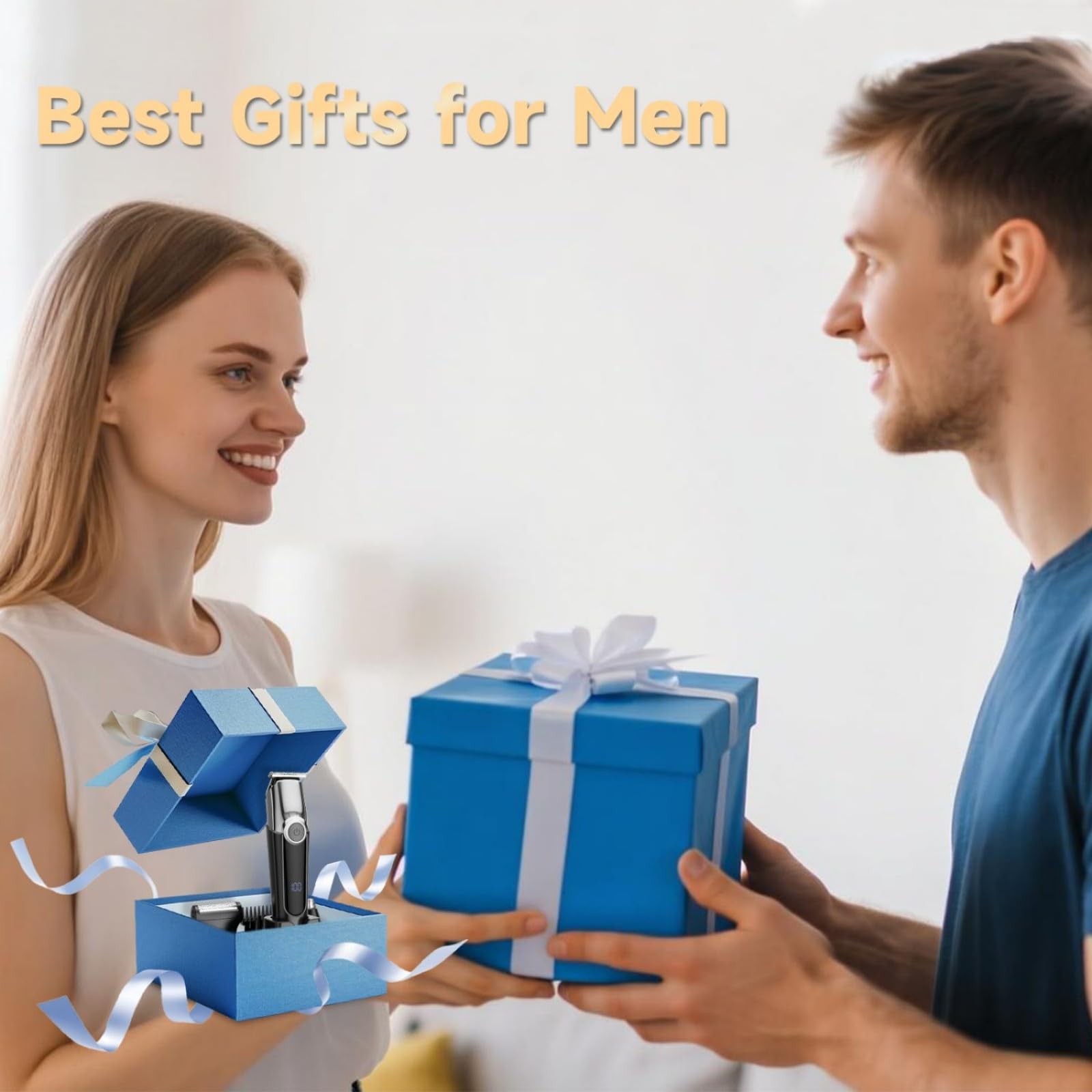 Recortadora de barba para hombres, maquinilla de afeitar eléctrica 5 en 1, cortadora de pelo inalámbrica, kit de aseo impermeable para afeitarse la cara, el bigote, el cuerpo, las orejas, la