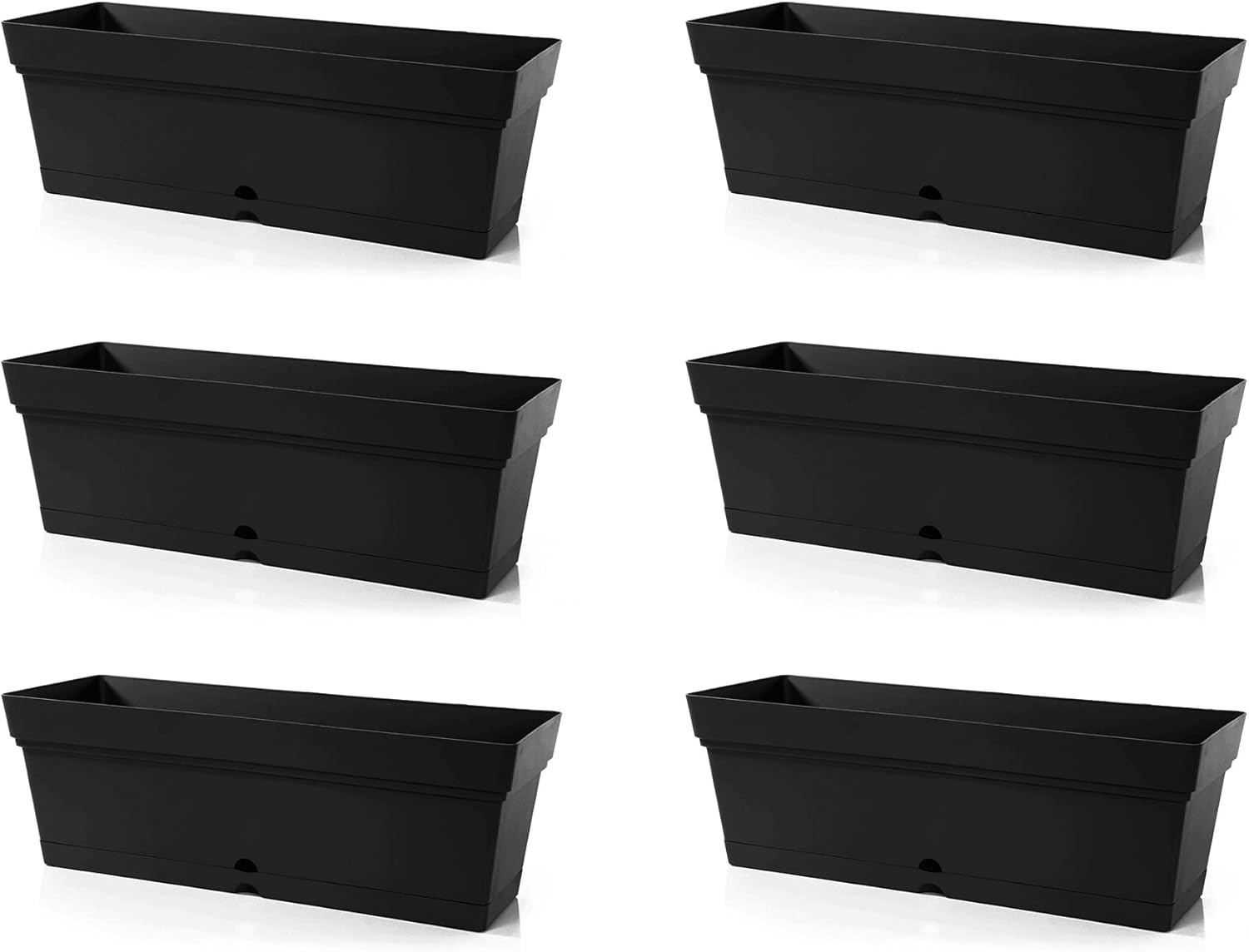 Mintra Window Box Planters 6 Pack Bulk (Black 6pk