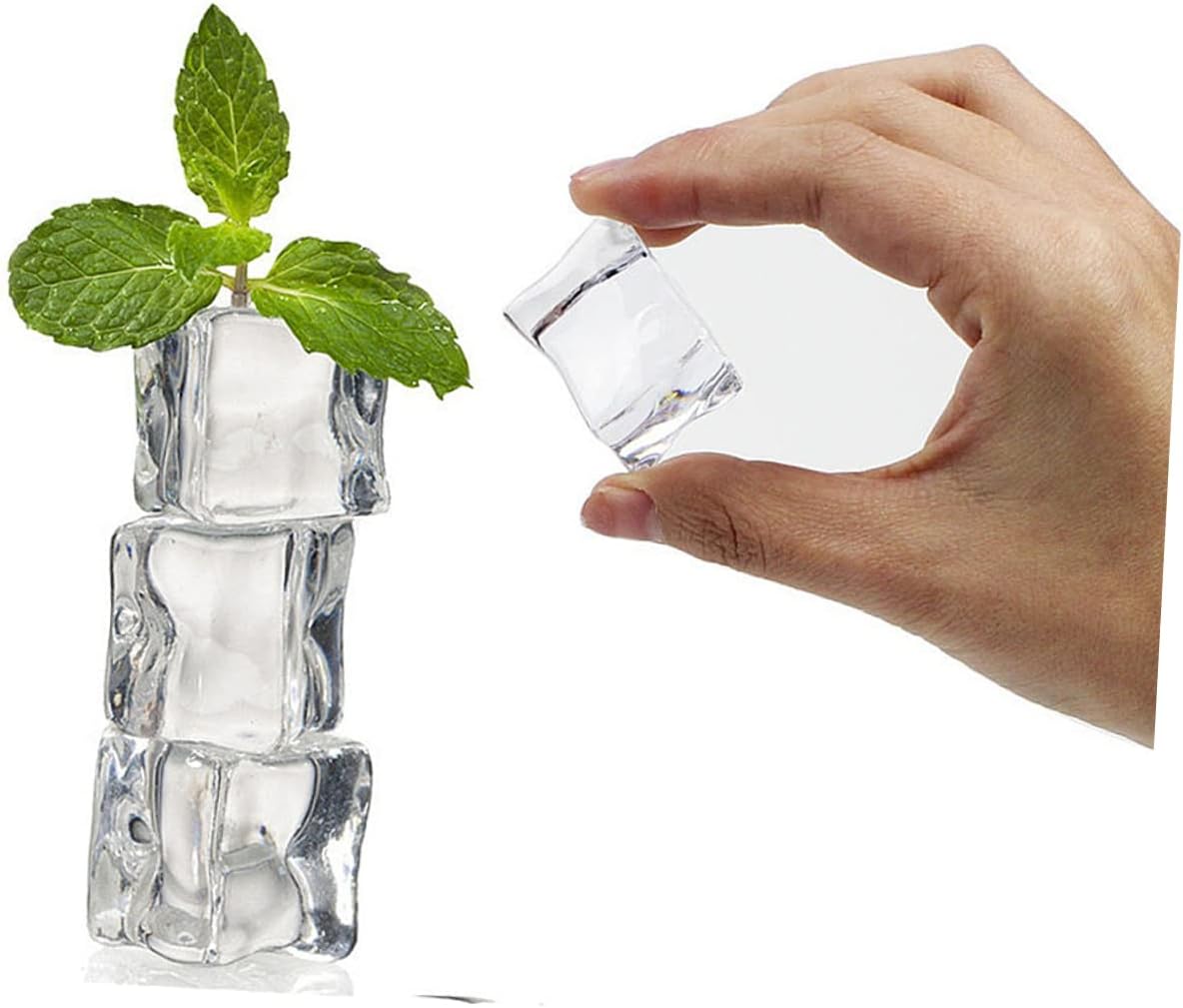 150pcs Clear Acrylic Ice Cubes Realistic Fake Crystal Ice for Photography Kitchen Decoration and Vase Fillers Reusable High Transparency for Parties and Weddings