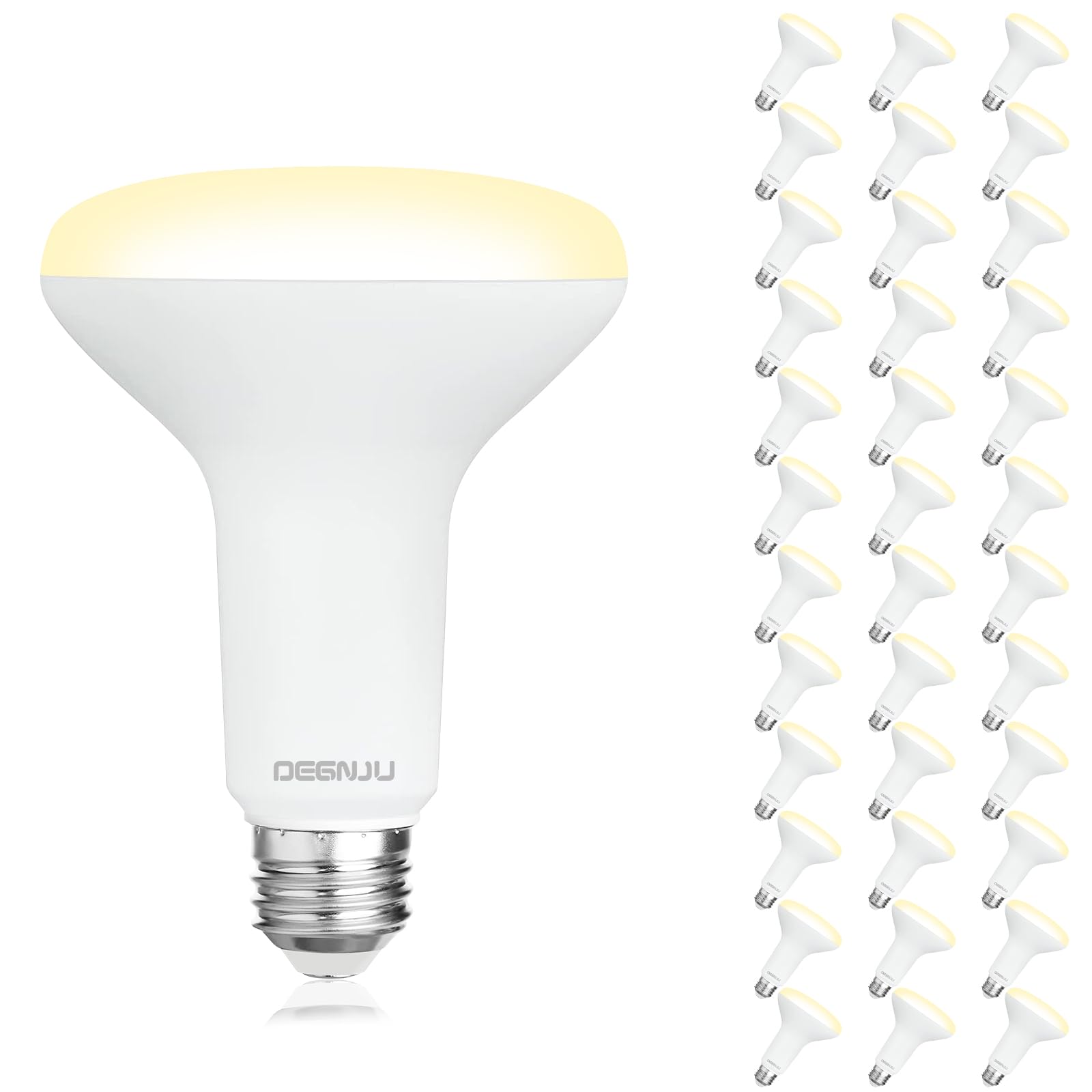 DEGNJU 36 Pack BR30 LED Bulb, Dimmable Indoor Flood Lights 7W Equivalent 65W 2700K Soft White, CRI80, 650 LM, E26 Base, 15000 Lifetime Hours, Interior Energy Saving Recessed Light Bulb, Flicker-Free