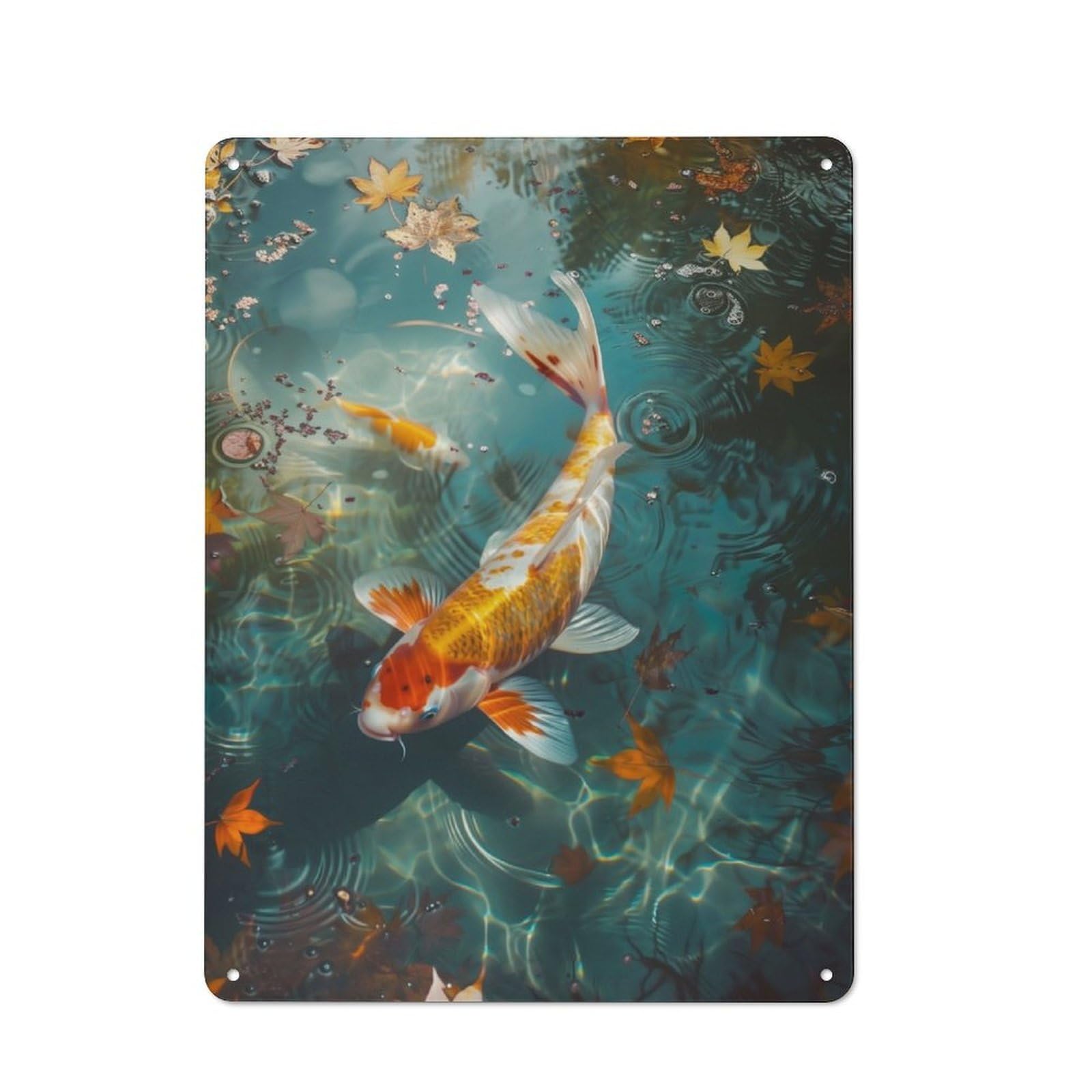 Junmoney Koi Pond Metal Sign 40X30cm With For Home Bar Wall, Rustic Decor, For Vintage Wall Decor Fans, For Themed Room Decoration