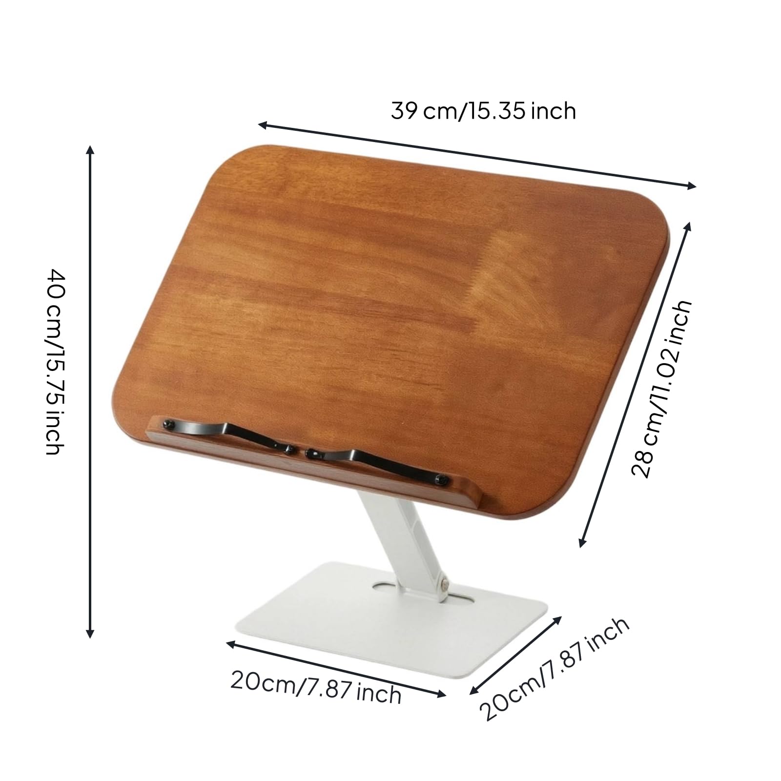 F Fityle Atril de Lectura Ajustable te Atril Base Portadocumentos con Panel de Bambú y Estructura de Aluminio Clips Sujeta, S-J04 Roble Elevable Con Soporte Único