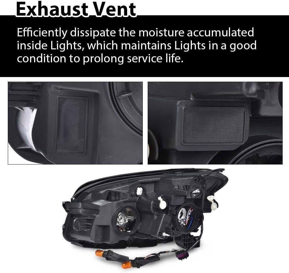 ANDPLAY Front Headlamps Headlights Assembly Halogen Compatible with Chevy Trax 2013-2016 GM2502401, GM2503401, 42359593, 42435939, 42359594, 42435940 Pair Clear Lens Chrome Housing