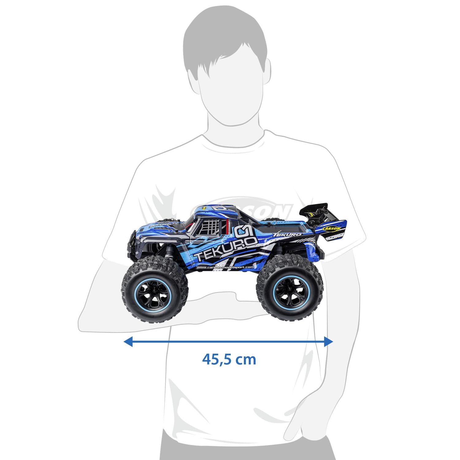 Carson 1:10 XS Tekuro 100% RTR grigio/blu – auto radiocomandata, RC buggy, incluse batterie e radiocomando, buggy off-road, 40 km/h, RC per esterni