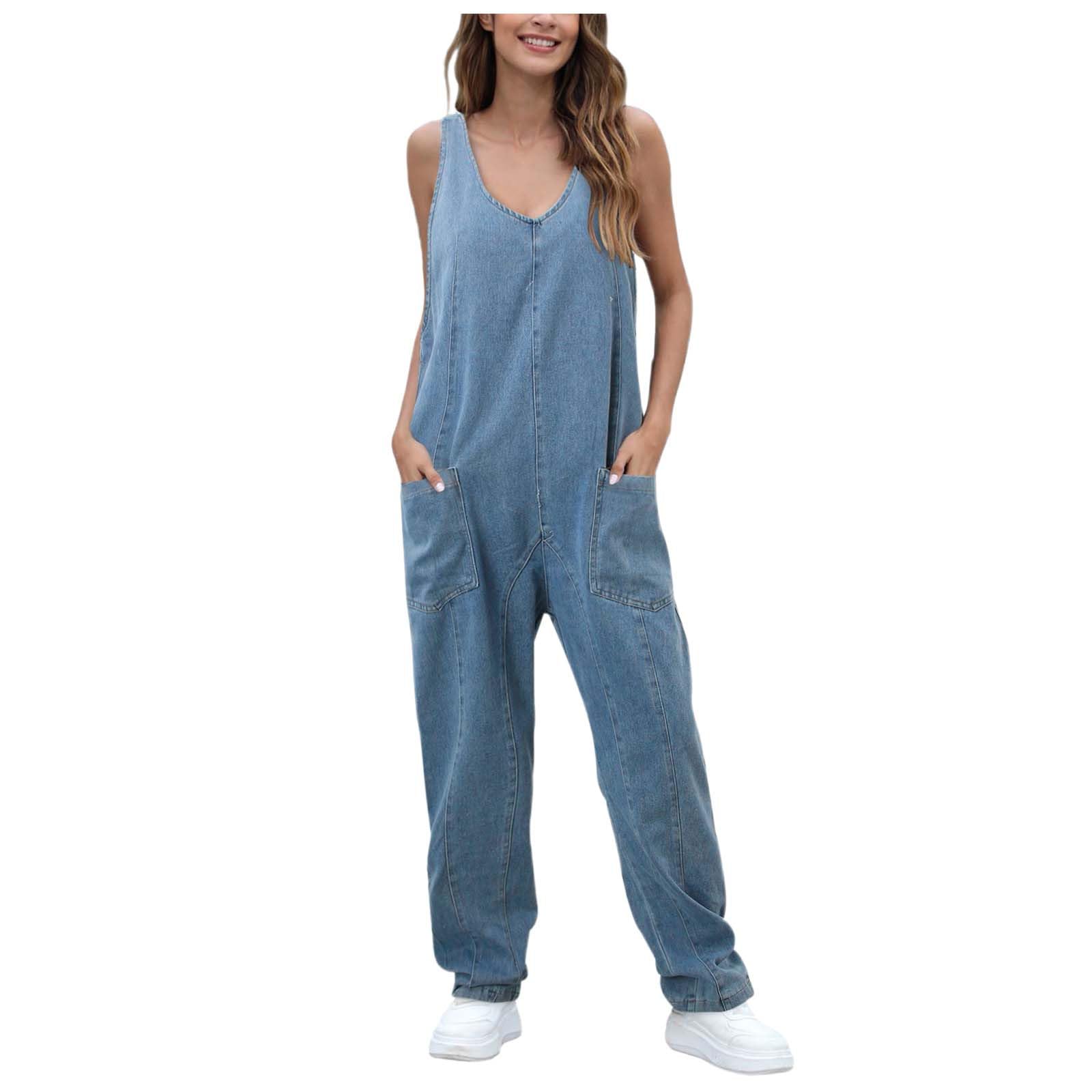 Mono Vaquero Mujer Jumpsuit Peto Largo Tejanos Algodón Invierno Casual