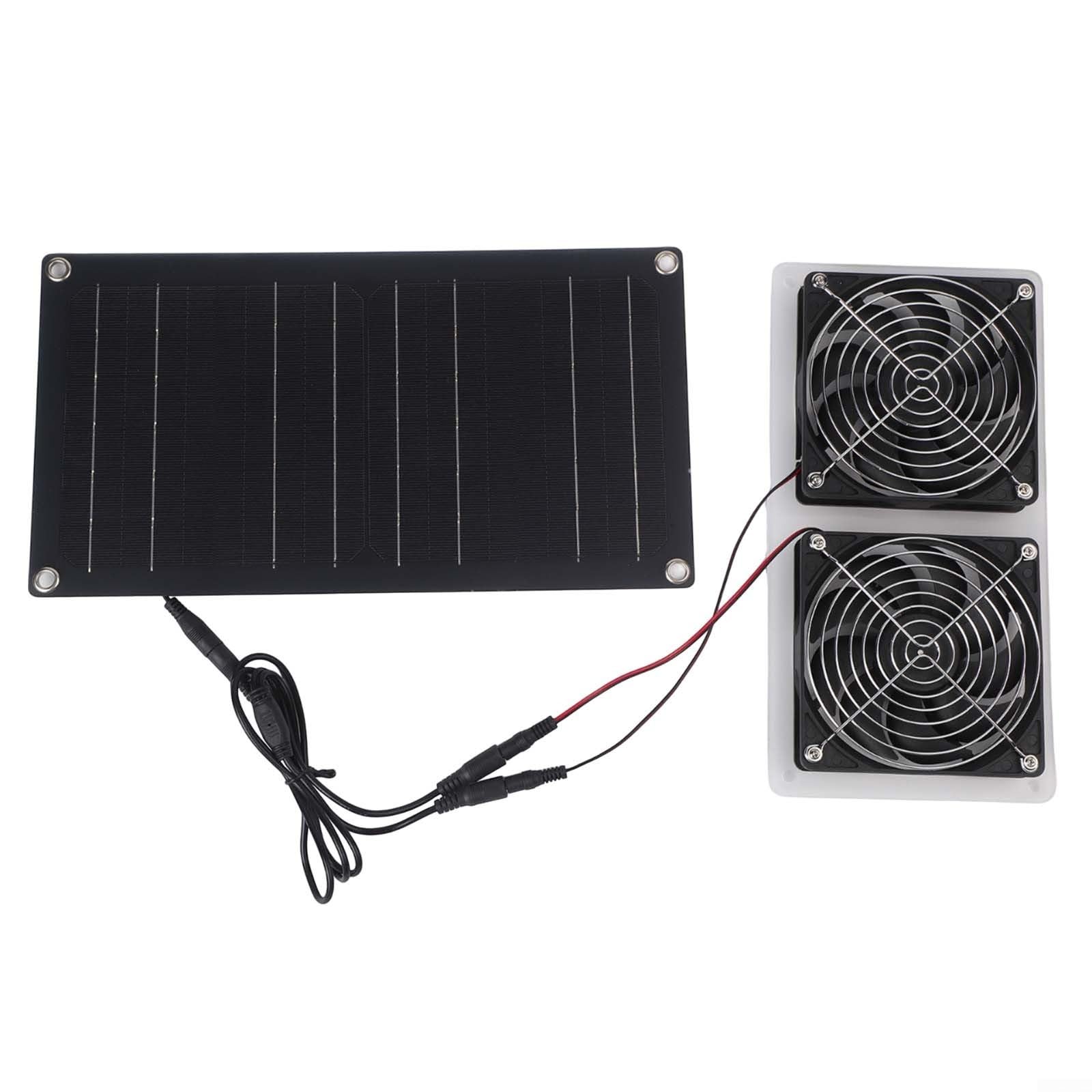 30W Set di ventole solari con 2 ventole impermeabili IPX7, doppia griglia di protezione per la sicurezza degli animali, pannello solare resistente alle intemperie per pollaio, serra, capannone