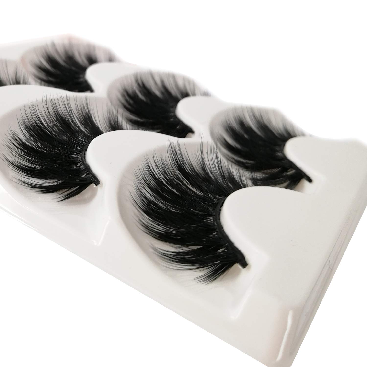 JIMIRE False Eyelashes 3D Fluffy Lashes Natural Full Volume Fake Eyelashes 3 Pairs