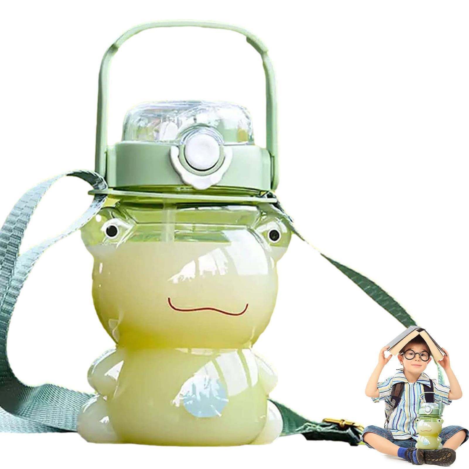 Fovolat Frog Water Bottle for Kids,Large Clear Frog Water Bottle - Portable Clear Leakproof Water Bottles, Large Capacity Water Bottle for Girls Boys Kids