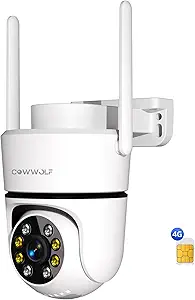 4G Security Cameras Outdoor, No WiFi Needed, 2K HD, 360° Pan/Tilt Outdoor Surveillance, AI Motion Detection, Continuous Power, IP66 Weatherproof, SIM Card Included for Remote Monitoring asin的图片