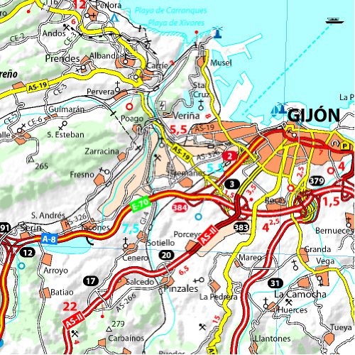 Asturias Costa Verde 11142 Carte Zoom Michelin