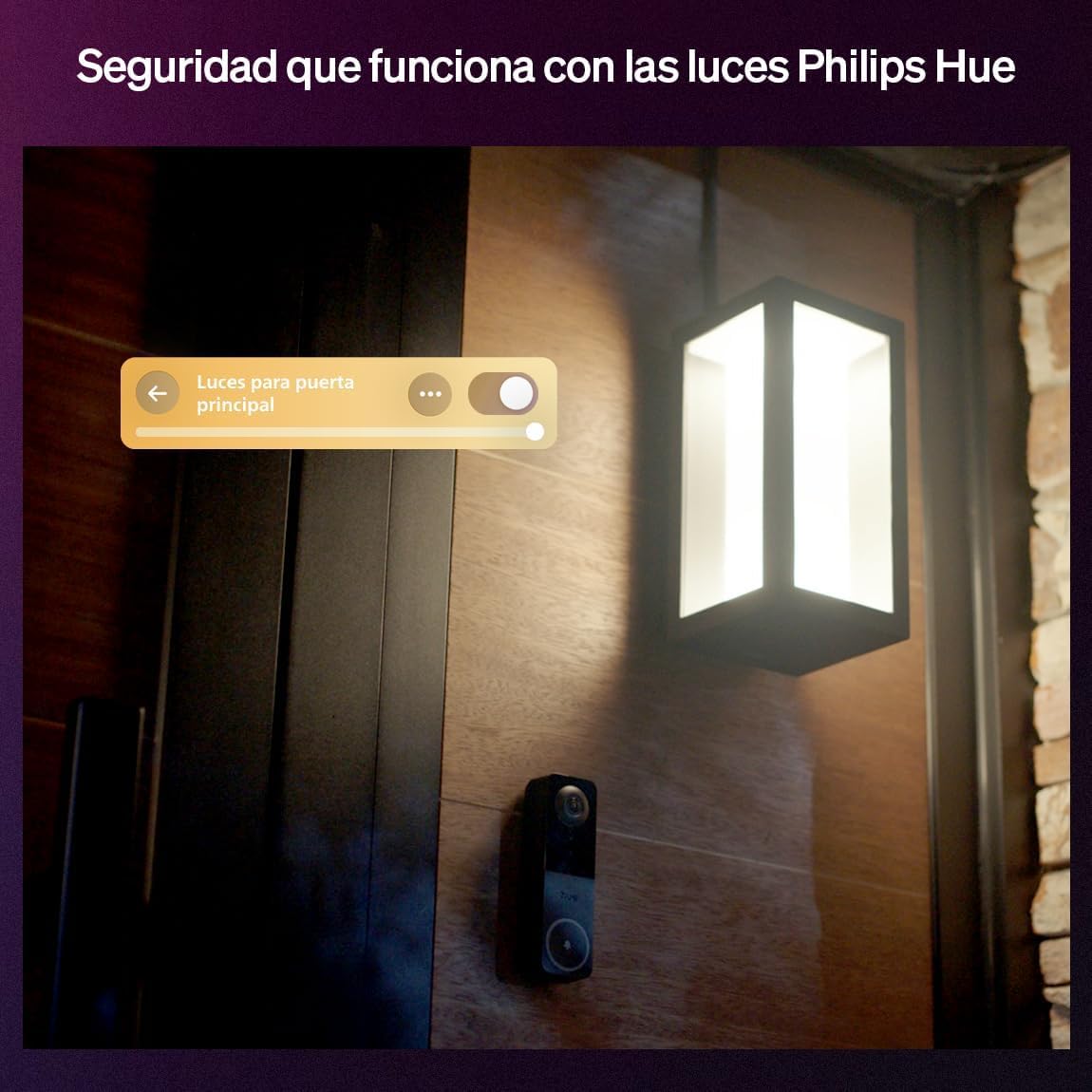 Philips Hue Secure Videoportero con Timbre Inalámbrico Inteligente para Puerta de Entrada 2K con Control de Acceso, Amplio Ángulo de Visión, Sensor de Movimiento, Audio bidireccional y notificaciones